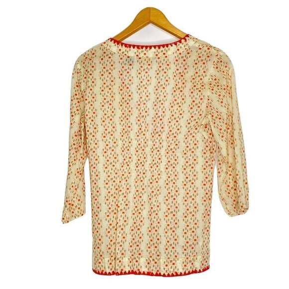 Eddie Bauer Women's size Small Blouse 3/4 Sleeve Deep V Neck Empire Waist Cotton - Picture 2 of 7
